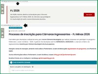 Aberta as inscrições de novas Câmaras para o PJ Minas 2026