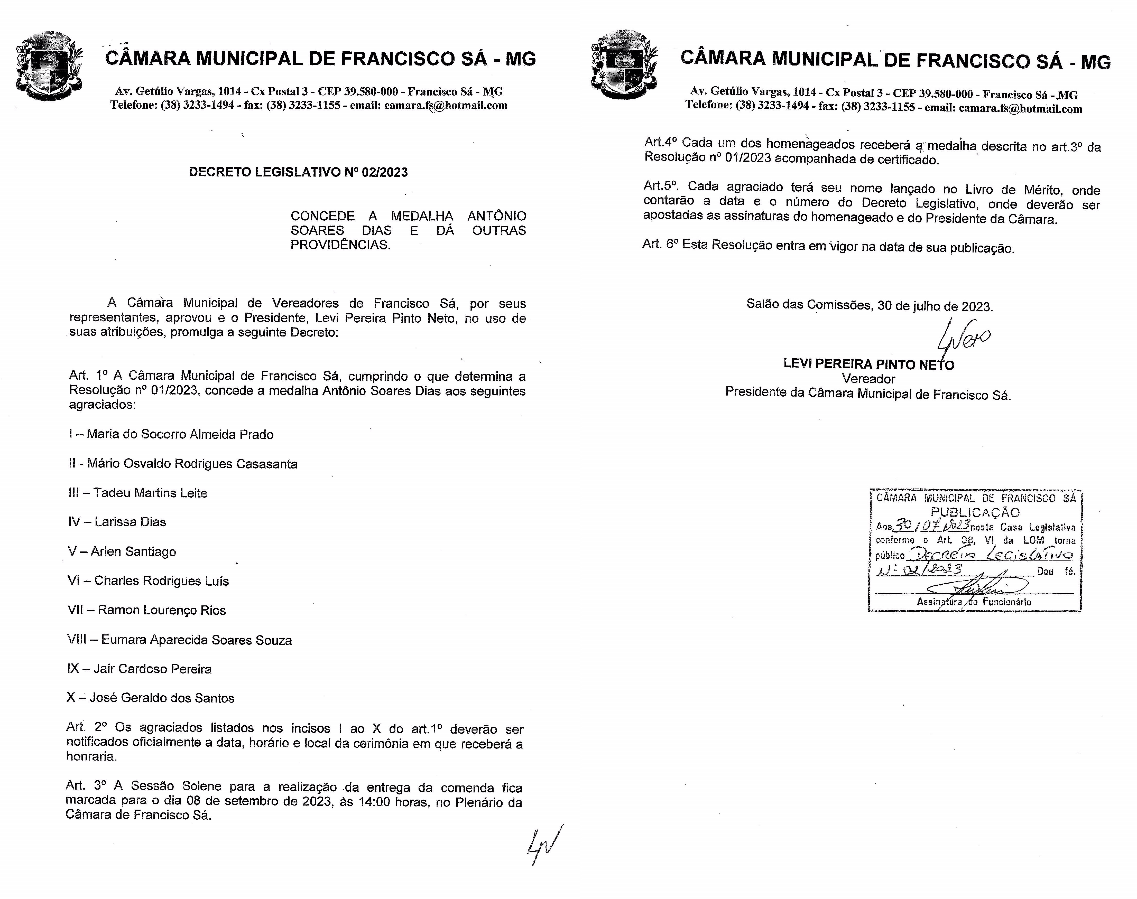 Decreto Legislativo Nº 02/2023