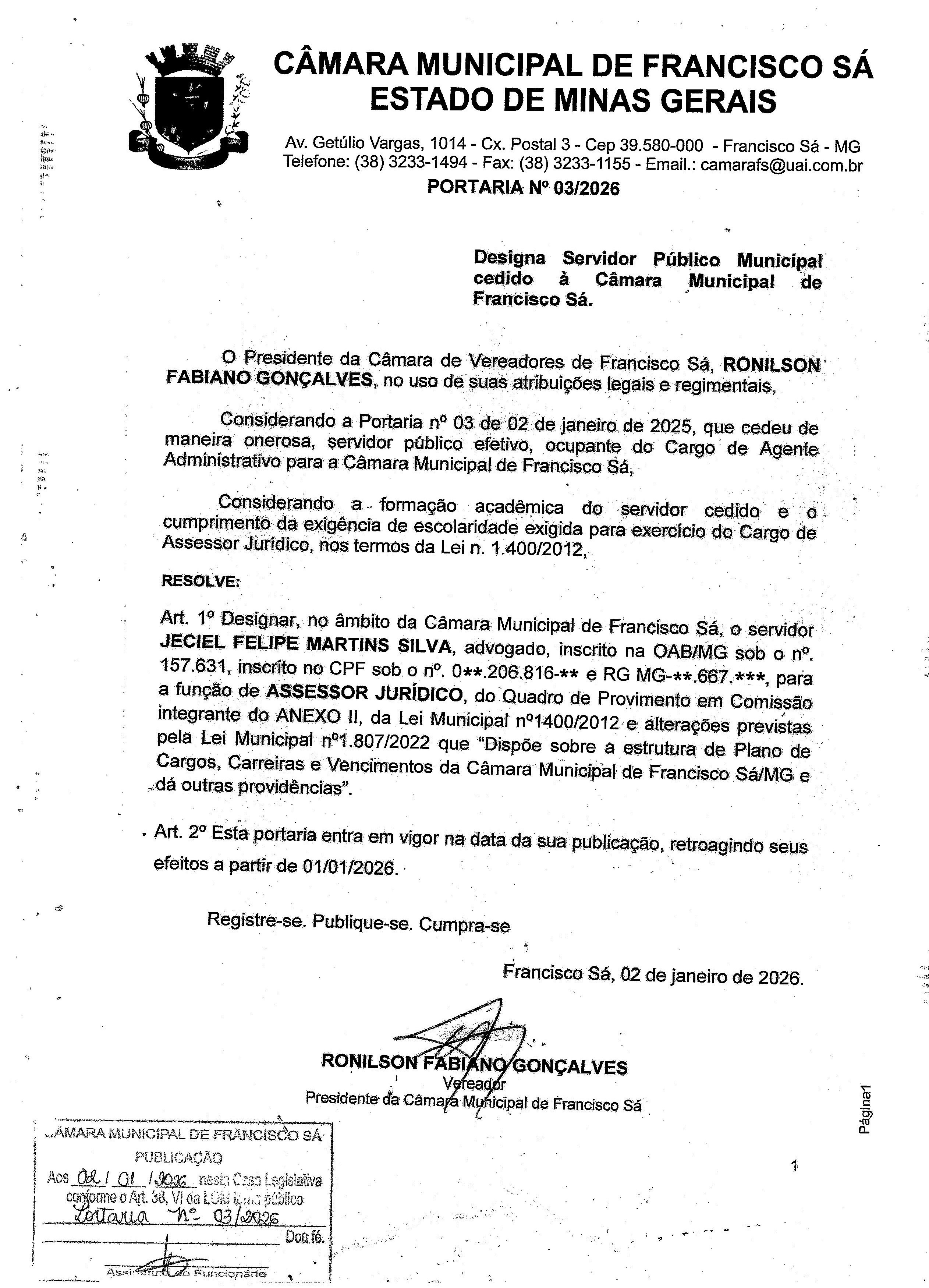 Portaria nº 003/2026