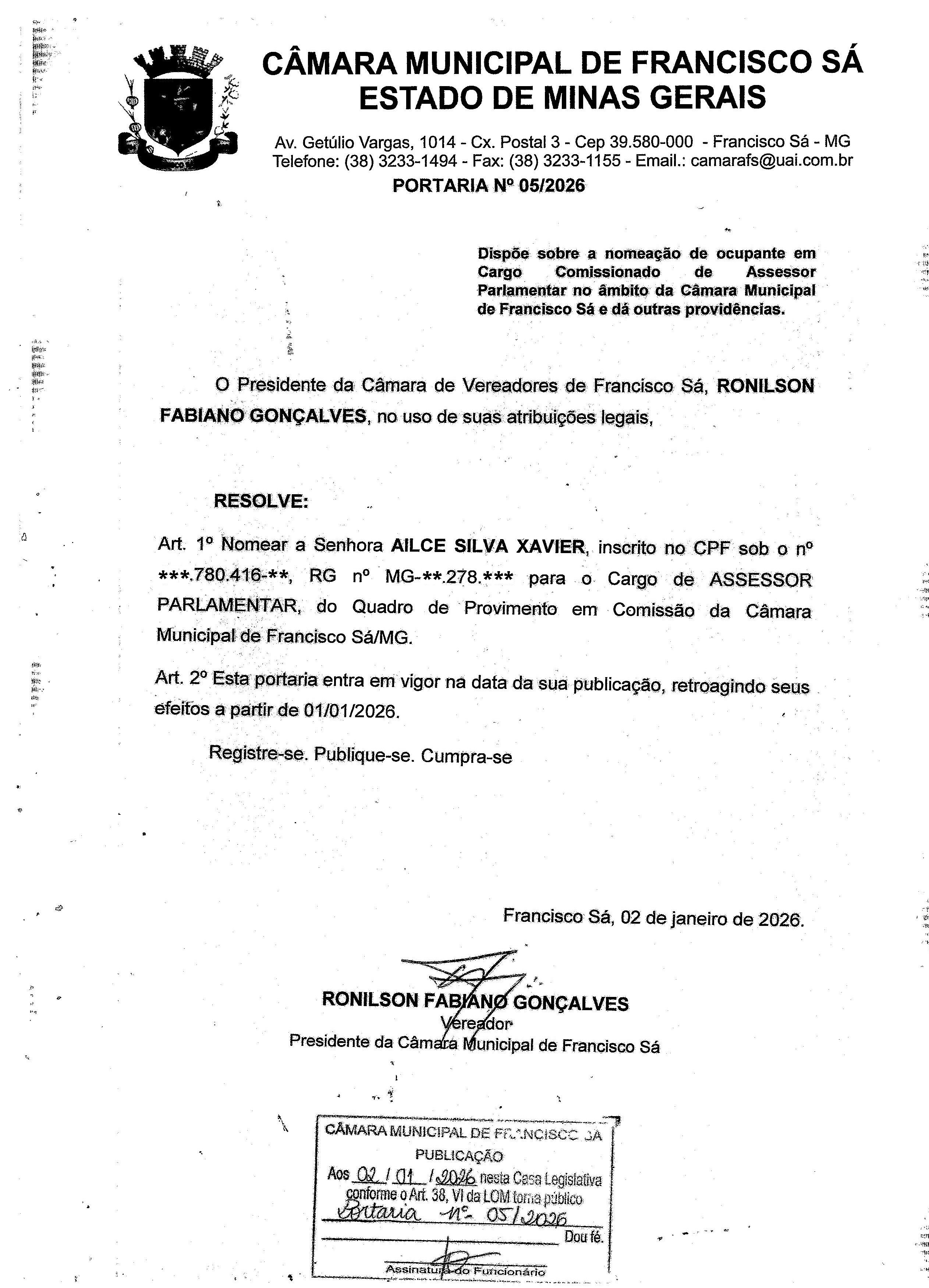 Portaria nº 005/2026