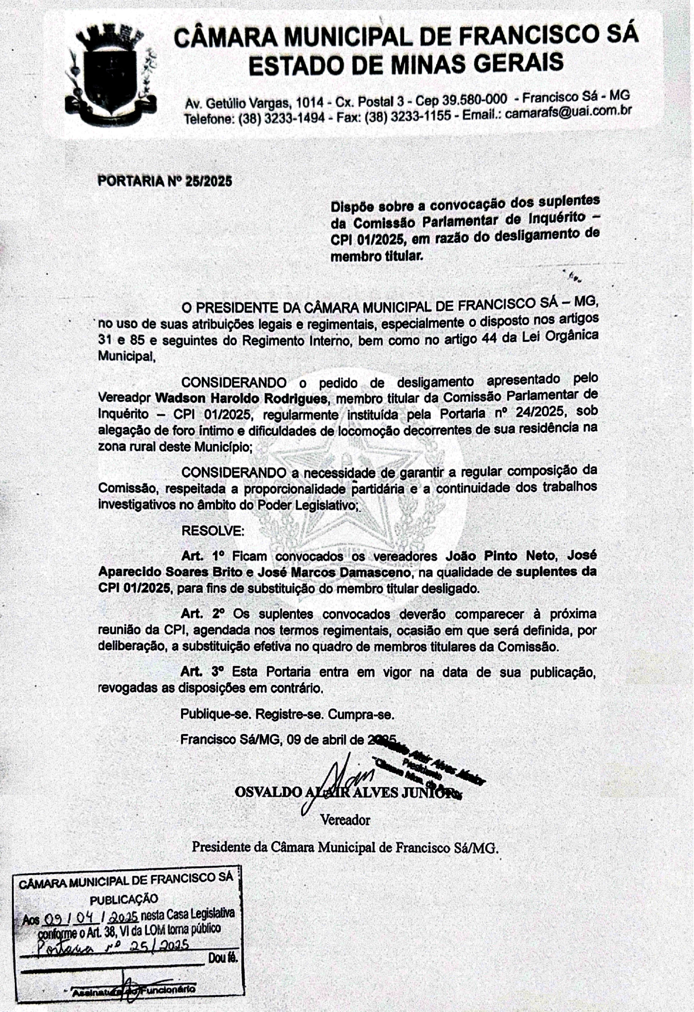 Portaria nº 025/2025