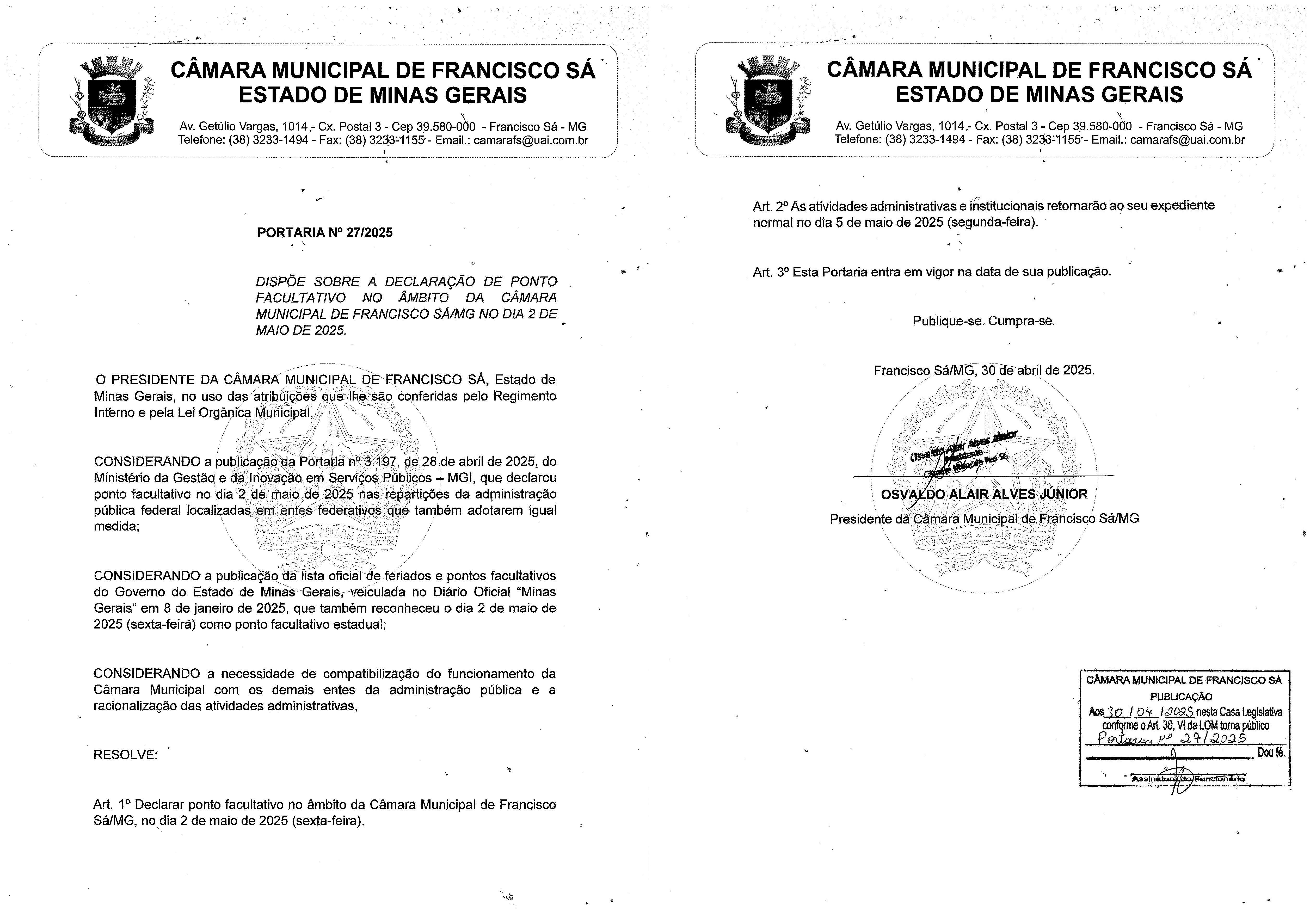 Portaria nº 027/2025