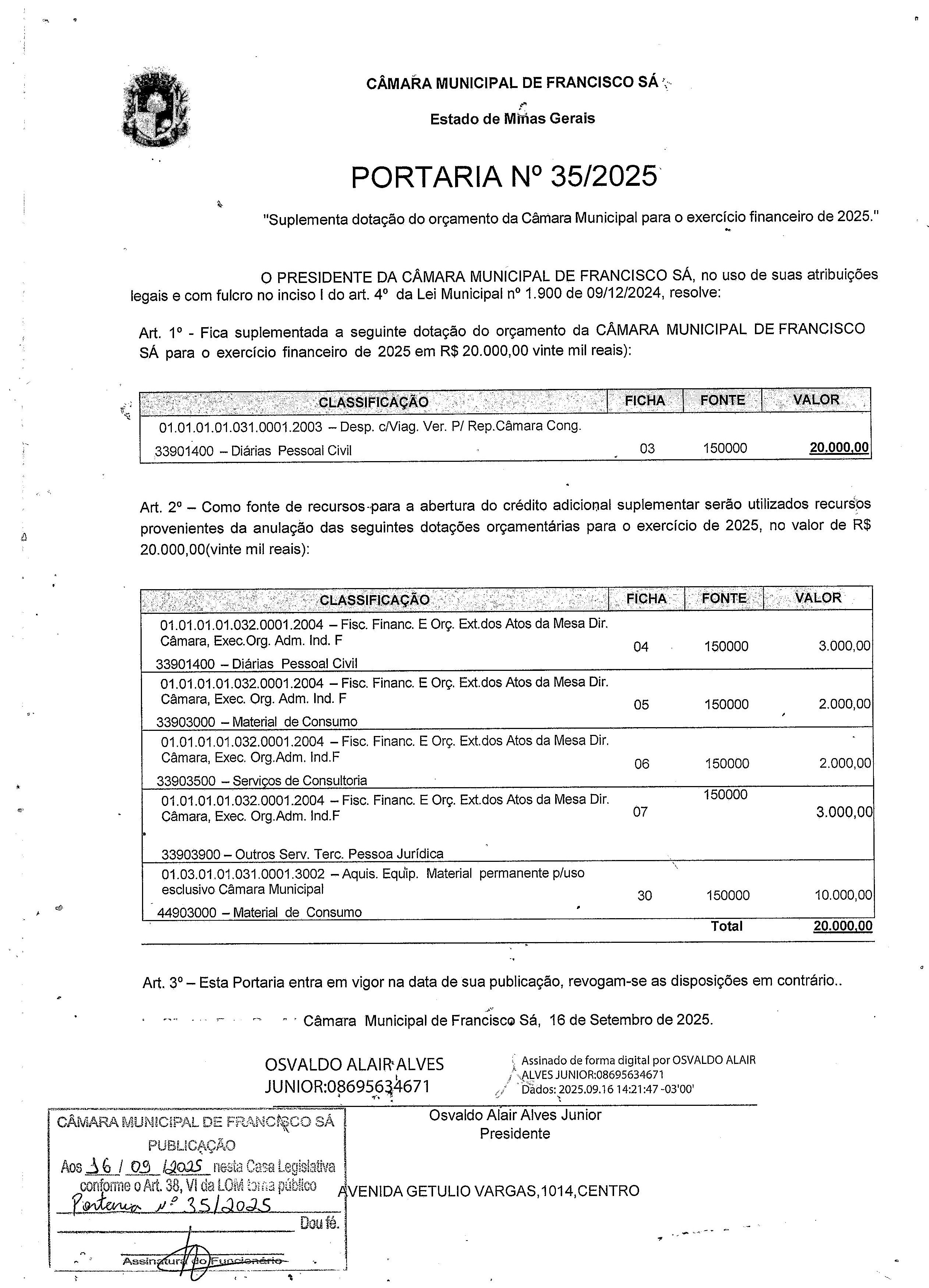 Portaria nº 035/2025