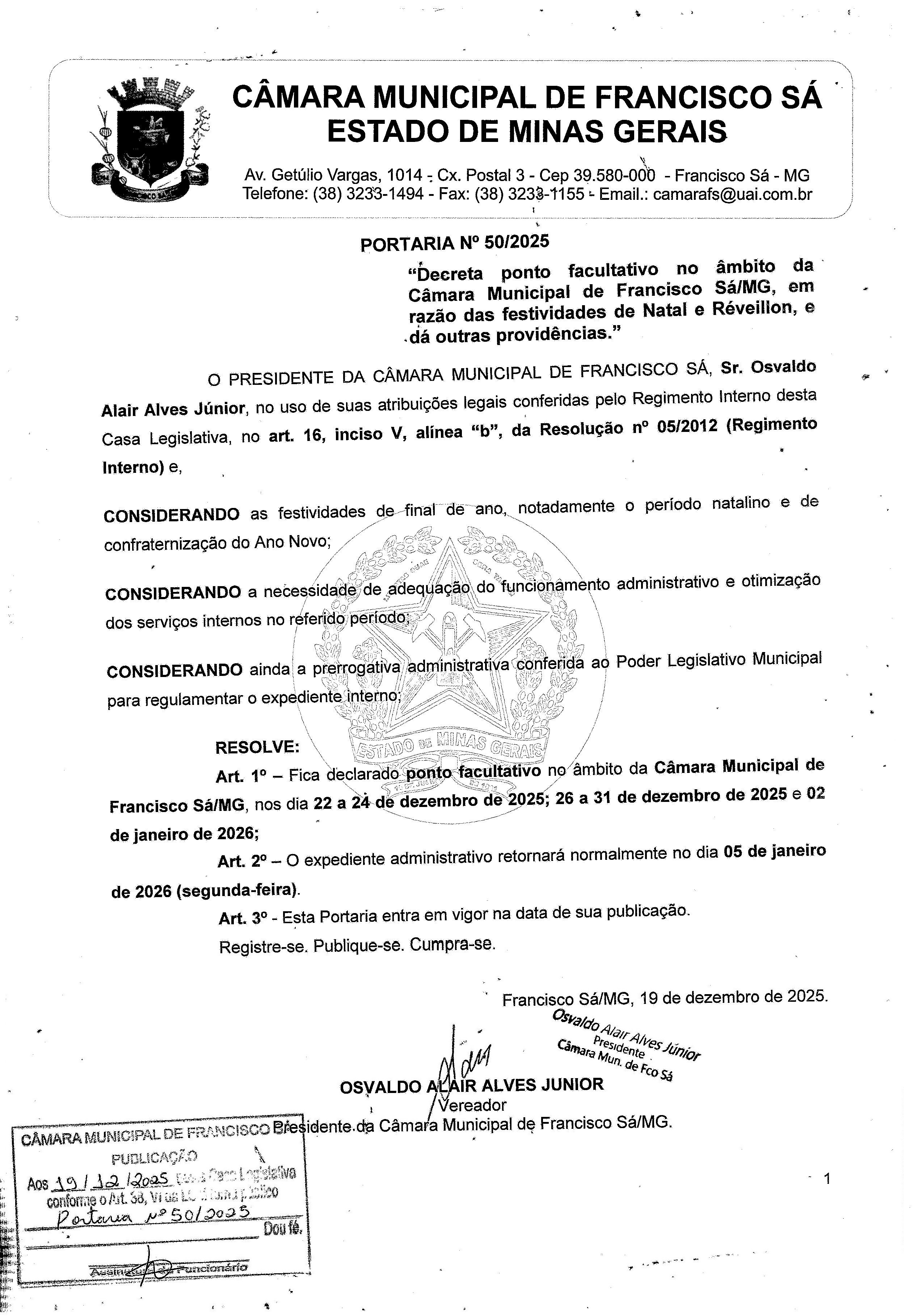 Portaria nº 050/2025