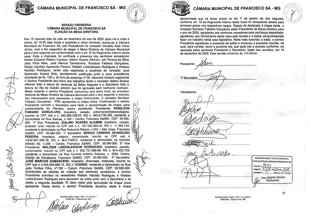 Mesa Diretora 2026 - Legislatura 2025/2028