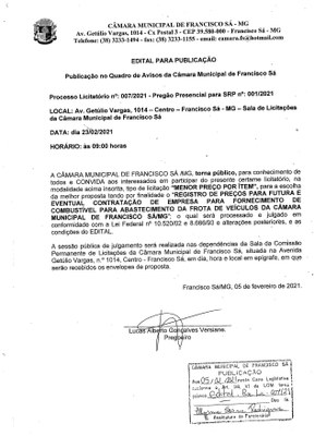 Extrato PL N.º 07 - PP N.º 01/2021 (Combustível)
