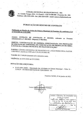 Extrato CTR N.º 003/2022 (PL 002/2022 Disp. 002/2022 - Assessoria em Comunicação)