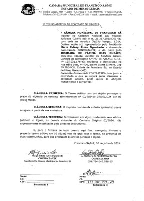 Extrato ADT N.º 001 CTR N.º 003/2024 - (Contratação Direta - Auxiliar de Serviços Gerais)