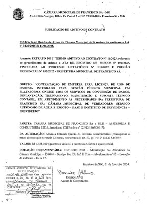 Extrato ADT N.º 001 CTR N.º 011/2023 ARP 002/2023 (PL 118/2022 PP 052/2022 - Cessão de Direito de Uso de Software On-line)
