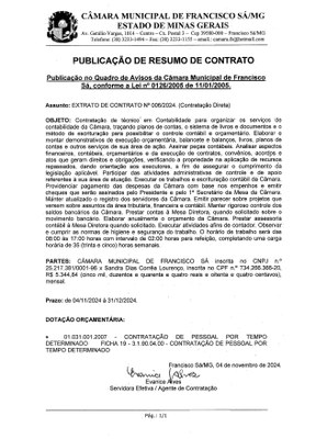 Extrato CTR ADM N.º 006/2024 (Contratação Direta – Técnico em Contabilidade)