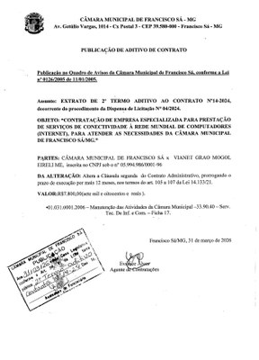 Extrato ADT N.º 002 CTR N.º 014/2024 (PL 004/2024 Disp. 004/2024 – Serviço de Internet)